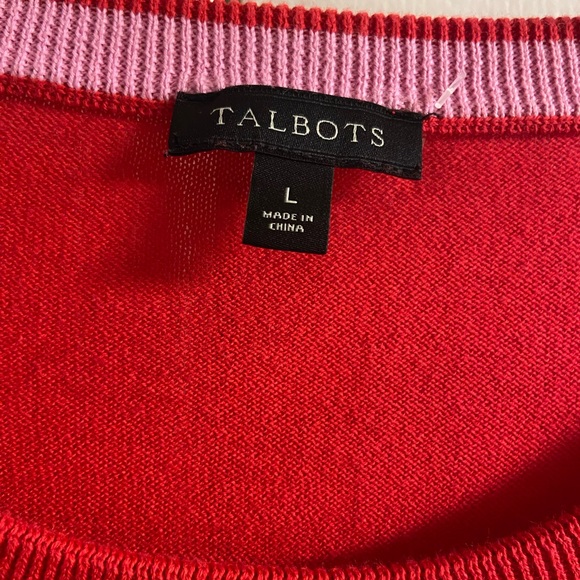 Talbots Red Argyle Crew Neck Sweater large - Picture 5 of 6